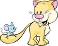 Cat playing with mouse - cute illustration isolated on white Royalty Free Stock Photo