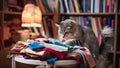 cat playing on old typewriter Royalty Free Stock Photo