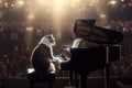 Cat playing the piano. By Generative AI Royalty Free Stock Photo