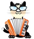 Cat plays on accordeon Royalty Free Stock Photo