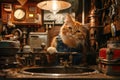 Cat Plumber, Handsome Positive Sanitary Technician Cat, Cat Repair Plumbing, Sink Installation