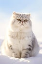 chubby kitty cat in the snow