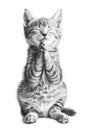 Cat Praying Graphic Isolated Royalty Free Stock Photo