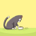 Cat Pulls The Food Bowl