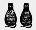 Cat quotes lettering set on cats silhouette Royalty Free Stock Photo