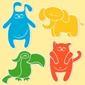 Cat, rabbit, elephant and parrot Royalty Free Stock Photo