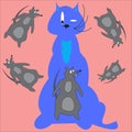 Cat character cartoon and rat vector