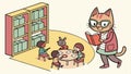 Cat reading book with glasses for focused study and learning vector design Generative AI