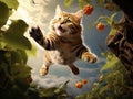 Cat ready to jump from tree Royalty Free Stock Photo