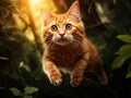 Cat ready to jump from tree Royalty Free Stock Photo