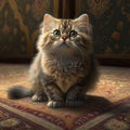 The Cat Resting on the Carpet. AI Royalty Free Stock Photo