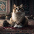 The Cat Resting on the Carpet. AI Royalty Free Stock Photo