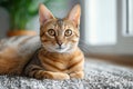 Cat resting on the floor in living room Royalty Free Stock Photo