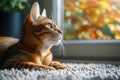 Cat resting on the floor in living room Royalty Free Stock Photo