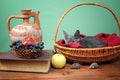 Cat resting in a wicker basket Royalty Free Stock Photo