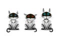 Cat robot, funny toy with different emotions, illustration Royalty Free Stock Photo