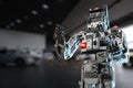 Cat robot for industry 4.0 3d render communication to people cybernetic manufacturing connection in factory automate in car