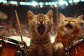 cat rock band performing a sold-out concert in a stadium Generative AI Royalty Free Stock Photo