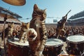 cat rock band performing a sold-out concert in a stadium Generative AI Royalty Free Stock Photo