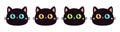 Cat round face icon set. Black silhouette . Kitten with big blue, yellow, green eyes. Cute cartoon funny pet baby character. Pink Royalty Free Stock Photo