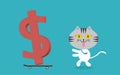 Cat run to money on money with skateboard Royalty Free Stock Photo