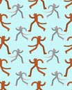 Cat runing to mouse pattern seamless. Cat is chasing rats background. Baby fabric texture