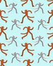 Cat runing to mouse pattern seamless. Cat is chasing rats background. Baby fabric texture Royalty Free Stock Photo