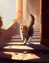 A Cat\'s Journey Down the Stairs of a Noble Mansion