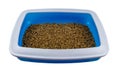 Cat\'s litter box with filler isolated on white background Royalty Free Stock Photo