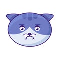 Cat sadness expression cute facial emoji vector