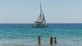 Cat sailing away of Playa de Papagayo