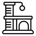 Cat scratcher post house icon outline vector. Playing amusement kitten accessory