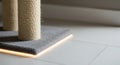 Cat Scratching Post Detail with copy space in tile floor editorial Royalty Free Stock Photo
