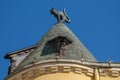 The cat sculpture on the roof of Cat House in Riga, Latvia Royalty Free Stock Photo