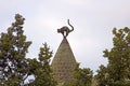 The cat sculpture on the roof of Cat House in Riga, Latvia Royalty Free Stock Photo