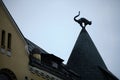 Cat sculpture on roof Royalty Free Stock Photo