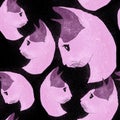 Cat seamless pattern with black background Royalty Free Stock Photo