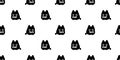 cat seamless pattern black kitten calico neko eating fish doodle vector pet cartoon gift wrapping paper Royalty Free Stock Photo