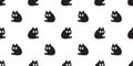 cat seamless pattern black kitten neko calico sitting munchkin pet vector cartoon doodle