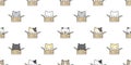 Cat seamless pattern calico kitten breed box isolated wallpaper background backdrop