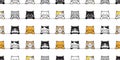 cat seamless pattern calico sitting vector kitten smiling breed neko cartoon character pet tile background repeat wallpaper