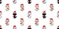 Cat seamless pattern Christmas Santa Claus hat kitten vector cartoon scarf isolated repeat wallpaper tile background illustration Royalty Free Stock Photo