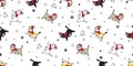 Cat seamless pattern Christmas vector Santa Claus hat kitten snowflake bell cartoon scarf isolated repeat wallpaper tile backgroun Royalty Free Stock Photo