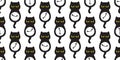 cat seamless pattern clock black kitten calico vector munchkin neko pet cartoon doodle