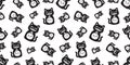 cat seamless pattern clock vector black kitten smile calico neko munchkin pet cartoon doodle