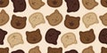 cat seamless pattern cookies kitten calico neko face head doodle snack cracker vector pet cartoon