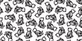 Cat seamless pattern Halloween cat Skull skeleton bone Ghost isolated wallpaper background doodle Royalty Free Stock Photo