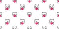 Cat seamless pattern heart valentine kitten calico vector breed neko cartoon pet gift wrapping paper tile background repeat wallpa