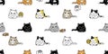 Cat seamless pattern kitten calico breed vector pet toy yarn ball scarf isolated cartoon animal tile wallpaper repeat background i
