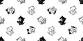 Cat seamless pattern kitten calico sitting vector breed pet scarf gift wrapping paper cartoon doodle repeat wallpaper tile backgro